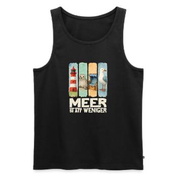 Moin Leuchtturm Robbe Strandkorb Möwe Küste - Männer Premium Bio Tank Top - Schwarz - Vorne - AI Model Male 178 light (178cm)