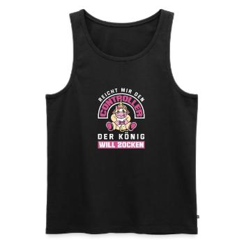 Reicht mir den Controller – König will zocken - Männer Premium Bio Tank Top - Schwarz - Vorne - Michal (187cm)