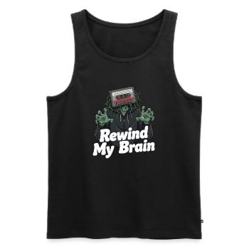 rembobiner mon cerveau zombie illustration - Débardeur bio Premium Homme - noir - Devant - AI Model Male 178 light (178cm)