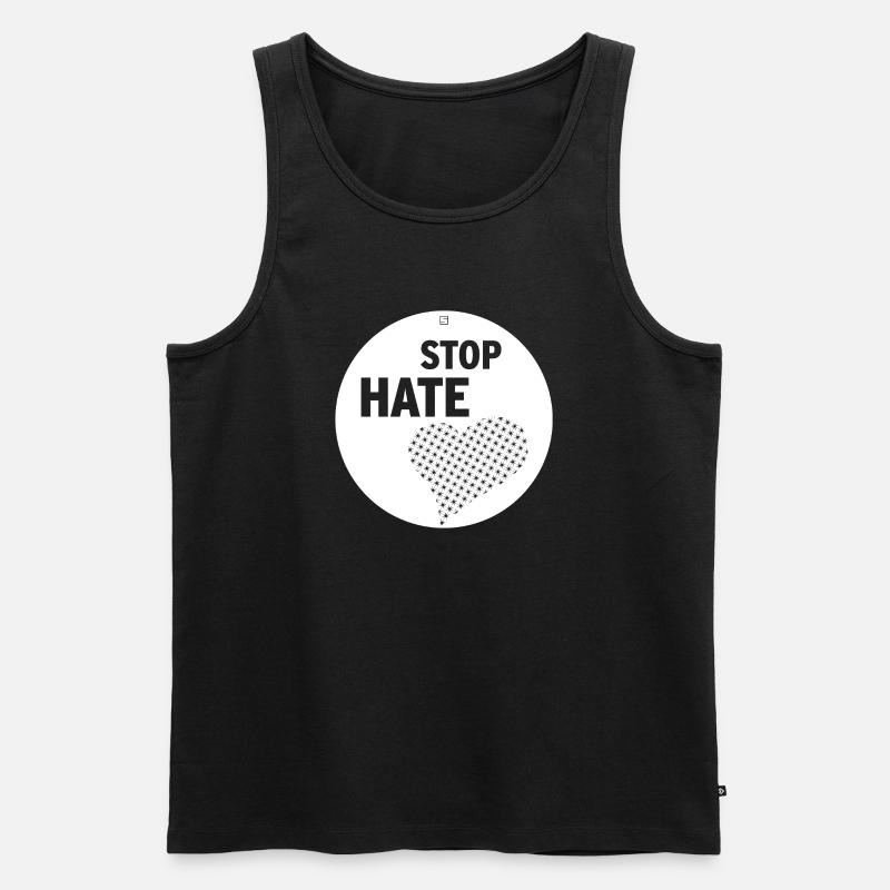 STOP HATE - Männer Premium Bio Tank Top - Schwarz
