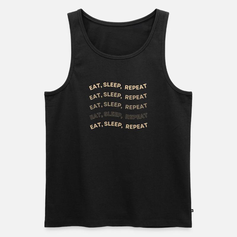 Eat Sleep Repeat Muster - Männer Premium Bio Tank Top - Schwarz