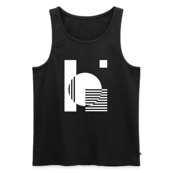 Geometric Mono Circle Stripes - Men's Premium Organic Tank Top - black - Front - AI Model Male 178 light (178cm)