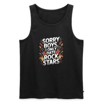 Festival Sorry Boys I Only Date Rock Stars Groupie - Männer Premium Bio Tank Top - Schwarz - Vorne - AI Model Male 178 light (178cm)