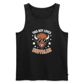 Buffalo Dire les gars drôle Buffalo cadeau - Débardeur bio Premium Homme - noir - Devant - Michal (187cm)