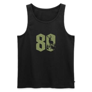 Hunter 80th Birthday Hunting 80 Years Number Deer - Men's Premium Organic Tank Top - black - Front - Michal (187cm)