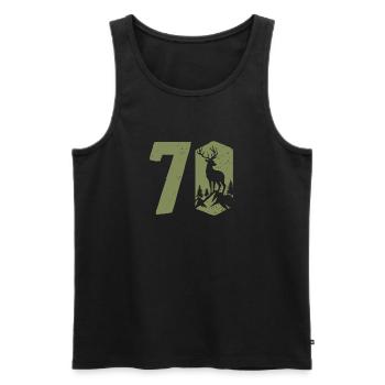 Hunter 70th Birthday Hunting 70 Years Number Deer - Men's Premium Organic Tank Top - black - Front - Michal (187cm)