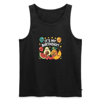 C’est mon anniversaire Kawaii Fruit Party Avocat Ananas - Débardeur bio Premium Homme - noir - Devant - Michal (187cm)