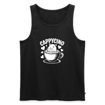 CAPPYCINO Capybara au café cappuccino humour - Débardeur bio Premium Homme - noir - Devant - AI Model Male 178 light (178cm)