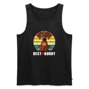 Teckel Amoureux Chien Papa Chien Maman Mignon Beagle - Débardeur bio Premium Homme - noir - Devant - Michal (187cm)