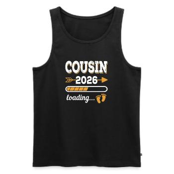 Cousin 2026 Loading Großer Cousin Geschenk - Männer Premium Bio Tank Top - Schwarz - Vorne - AI Model Male 178 light (178cm)