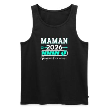 Maman 2026 Cadeau Amusant Mère Annoncer Grossesse - Débardeur bio Premium Homme - noir - Devant - Michal (187cm)