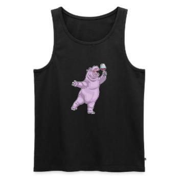 Hippopotamus Red Wine - Men's Premium Organic Tank Top - black - Front - Michal (187cm)