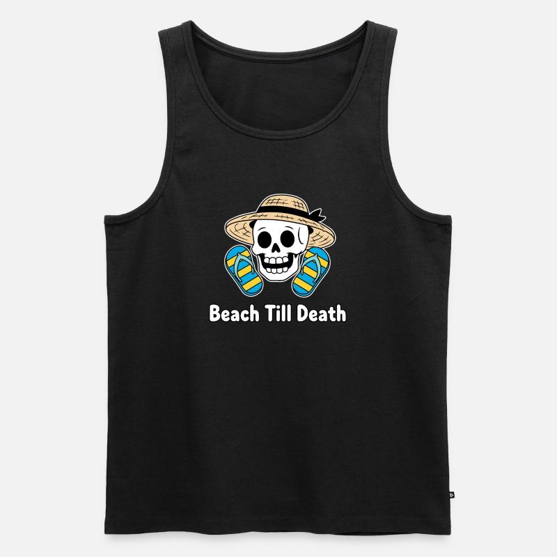 Beach Till Death Skelett mit Hut - Männer Premium Bio Tank Top - Schwarz