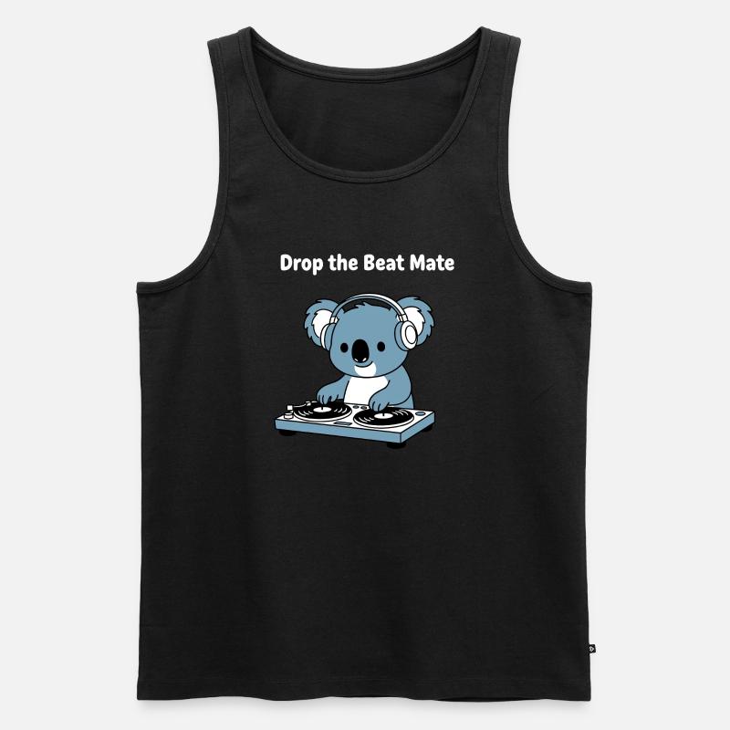 Drop the Beat Koala DJ - Männer Premium Bio Tank Top - Schwarz