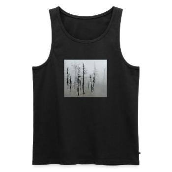 Totholzfichten_im_Nebel - Men's Premium Organic Tank Top - black - Front - AI Model Male 178 light (178cm)