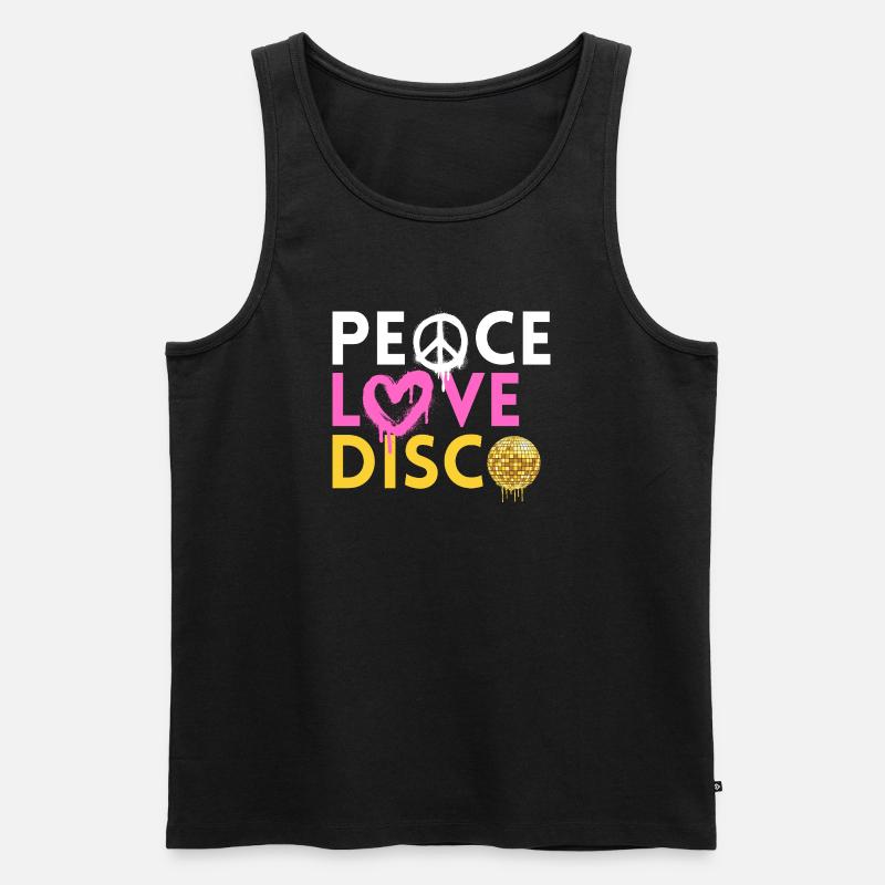 Peace Love Disco Retro Neon Style - Männer Premium Bio Tank Top - Schwarz