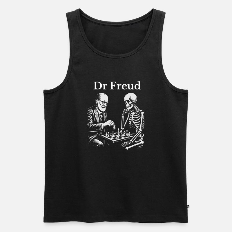 Freud Schachduell mit dem Skelett - Männer Premium Bio Tank Top - Schwarz