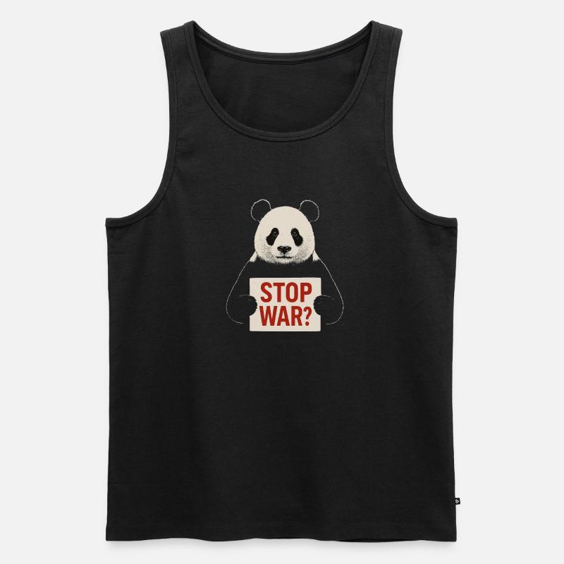Panda fordert Frieden - Männer Premium Bio Tank Top - Schwarz