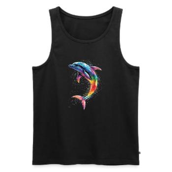 Dolphin Diver Dolphins Ocean Cute Dolphins Dolphin - Men's Premium Organic Tank Top - black - Front - AI Model Male 178 light (178cm)