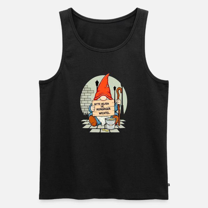 Hungeriger Wichtel | Bitte Helfen Sie Gnome  - Männer Premium Bio Tank Top - Schwarz