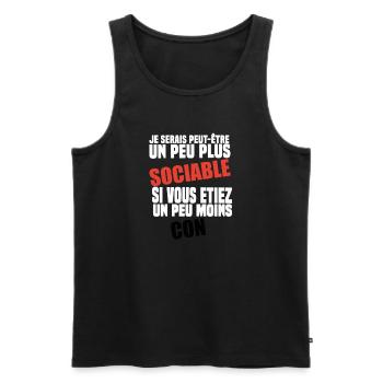 Gift Idea Humor Funny I Would Be More Sociable - Men's Premium Organic Tank Top - black - Front - AI Model Male 178 light (178cm)