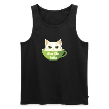 Meow-Cha Latte - Débardeur bio Premium Homme - noir - Devant - AI Model Male 178 light (178cm)
