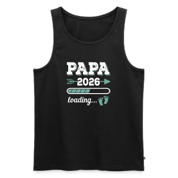 Papa 2026 Loading Idée cadeau futur papa - Débardeur bio Premium Homme - noir - Devant - Michal (187cm)