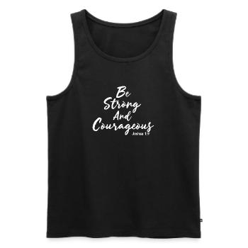 Sei stark und mutig Josua 1:9 Jesus - Männer Premium Bio Tank Top - Schwarz - Vorne - AI Model Male 178 light (178cm)