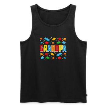 Grandpa Brick Builder Creative Block Construction - Men's Premium Organic Tank Top - black - Front - Michal (187cm)