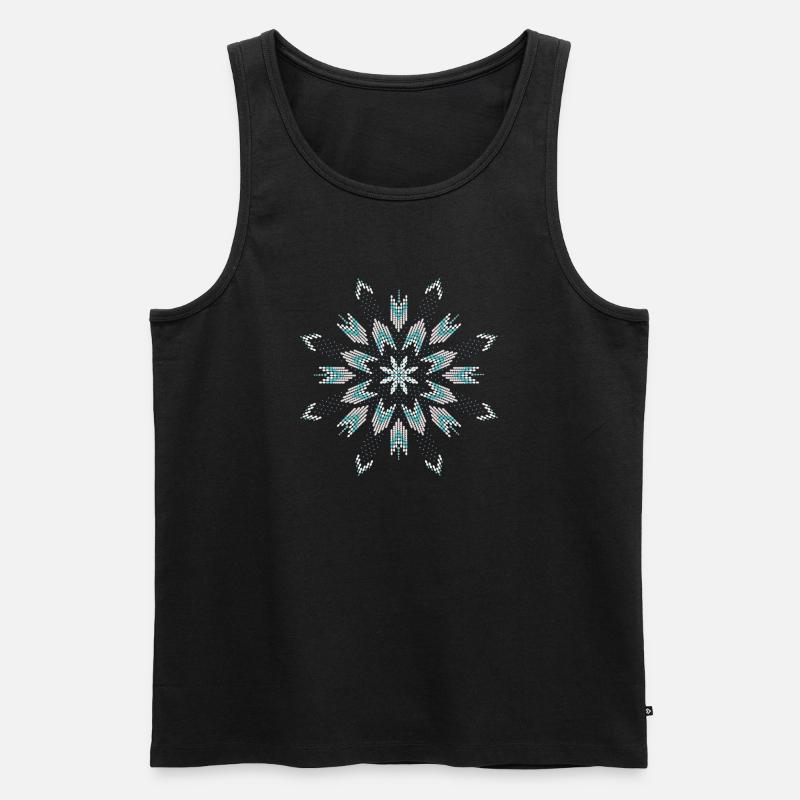 Ethno-Stern aus Türkis- und Silberperlen - Männer Premium Bio Tank Top - Schwarz
