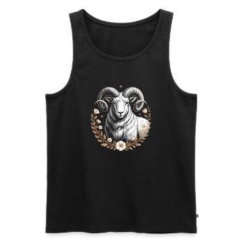 Widder Sternzeichen Mit Blumen Und Sternen - Männer Premium Bio Tank Top - Schwarz - Vorne - AI Model Male 178 light (178cm)