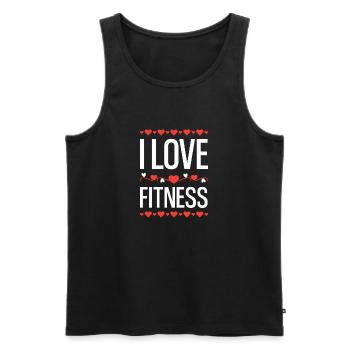 I Love Fitness - Men's Premium Organic Tank Top - black - Front - Michal (187cm)