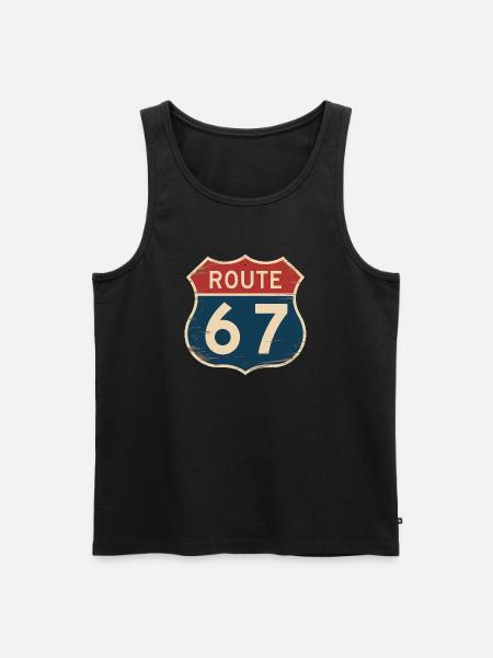 Route 67 Vintage Highway Sign Retro Road Trip - Men's Premium Organic Tank Top - black