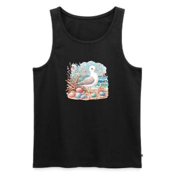 Seagull Beach Coquillages Côte Maritime - Débardeur bio Premium Homme - noir - Devant - Michal (187cm)