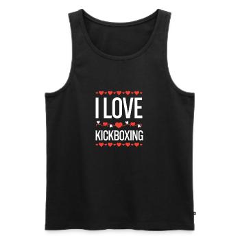 J’adore le kickboxing - Débardeur bio Premium Homme - noir - Devant - Michal (187cm)