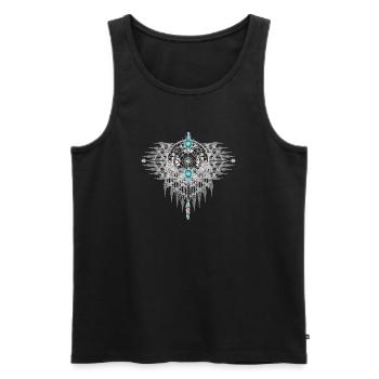 Kunstvolles Ethno-Ornament aus Türkis Elementen - Männer Premium Bio Tank Top - Schwarz - Vorne - AI Model Male 178 light (178cm)
