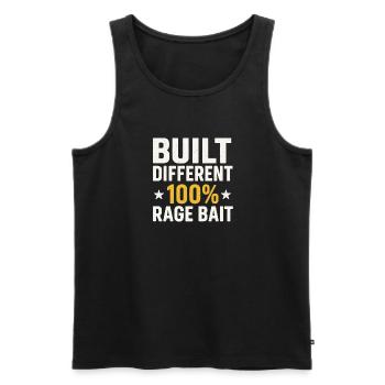 Built Different 100% Rage Bait, Funny Meme  - Men's Premium Organic Tank Top - black - Front - Michal (187cm)