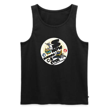 1423-snow_buddies_geel - Männer Premium Bio Tank Top - Schwarz - Vorne - AI Model Male 178 light (178cm)