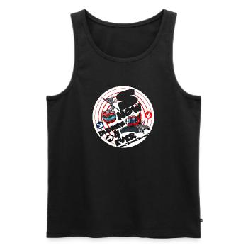 Nr. 1423-snow_buddies_rood - Männer Premium Bio Tank Top - Schwarz - Vorne - AI Model Male 178 light (178cm)