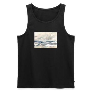 Wave dance at the edge of the sea - Men's Premium Organic Tank Top - black - Front - AI Model Male 178 light (178cm)