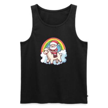 Alpaga Lama Père Noël - Débardeur bio Premium Homme - noir - Devant - Michal (187cm)