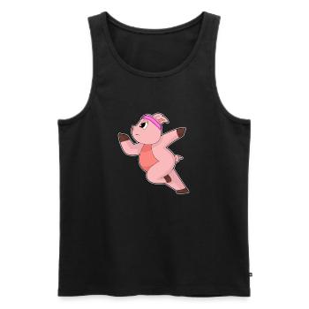 Pig Jogger Jogging Sport - Men's Premium Organic Tank Top - black - Front - Michal (187cm)