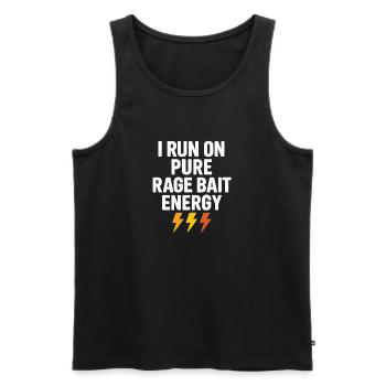 Pure Rage Bait Energy, Funny Saying  - Men's Premium Organic Tank Top - black - Front - AI Model Male 178 light (178cm)