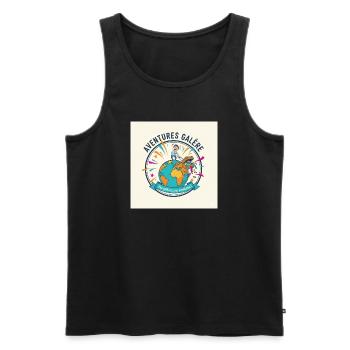 Adventures Galley World in Action - Men's Premium Organic Tank Top - black - Front - AI Model Male 178 light (178cm)