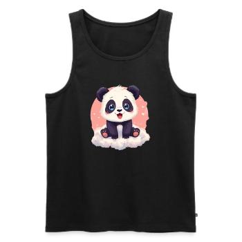 Panda Câlin Sur Nuage Rose - Débardeur bio Premium Homme - noir - Devant - AI Model Male 178 light (178cm)