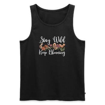 Restez sauvage Continuez à fleurir Floral - Débardeur bio Premium Homme - noir - Devant - AI Model Male 178 light (178cm)