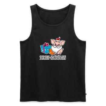 Fröhliche Weihnachten mit dem Schwein-Nachtsmann! - Männer Premium Bio Tank Top - Schwarz - Vorne - Michal (187cm)