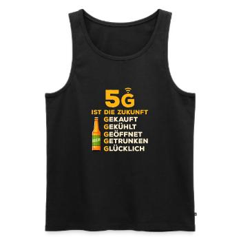 5G ist die Zukunft / Lustiger Bier Spruch, Humor - Männer Premium Bio Tank Top - Schwarz - Vorne - Michal (187cm)