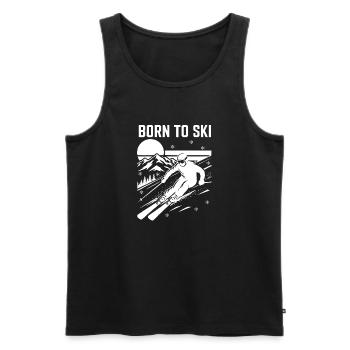 Né pour le ski Design Ski - Débardeur bio Premium Homme - noir - Devant - AI Model Male 178 light (178cm)