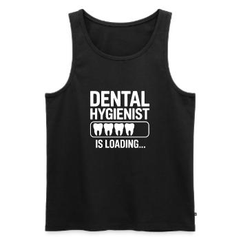 dentiste disant dent drôle dentiste cadeau - Débardeur bio Premium Homme - noir - Devant - AI Model Male 178 light (178cm)